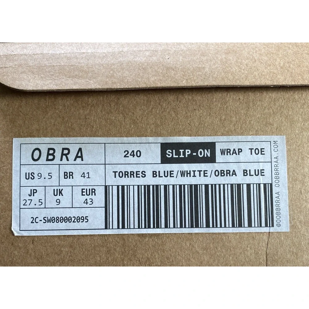 NEW OBRA 240 Canvas Low Wrap Sneakers Blue Men's 9.5 Slip-On Made in Brazil